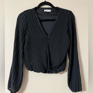 Magnolia Black Pleated Long Sleeve Top